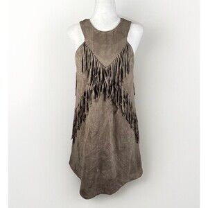 J.O.A. Los Angeles Dress  Woman's Small Light  Brown Faux Suede Fringe Hippie